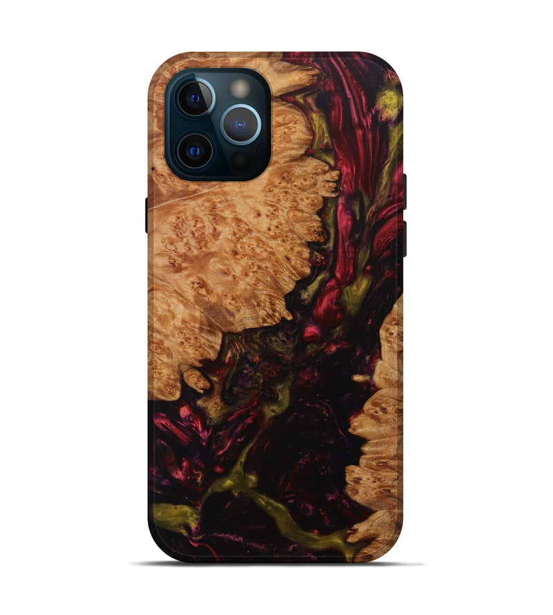 iPhone 12 Pro Wood+Resin Live Edge Phone Case - Upen (Dark Red, 604573)