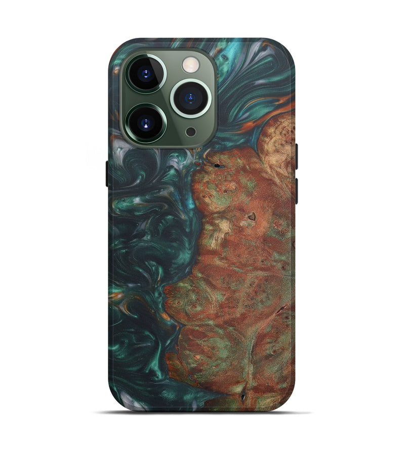 iPhone 13 Pro Wood+Resin Live Edge Phone Case - Calvin (Dark Green, 577506)