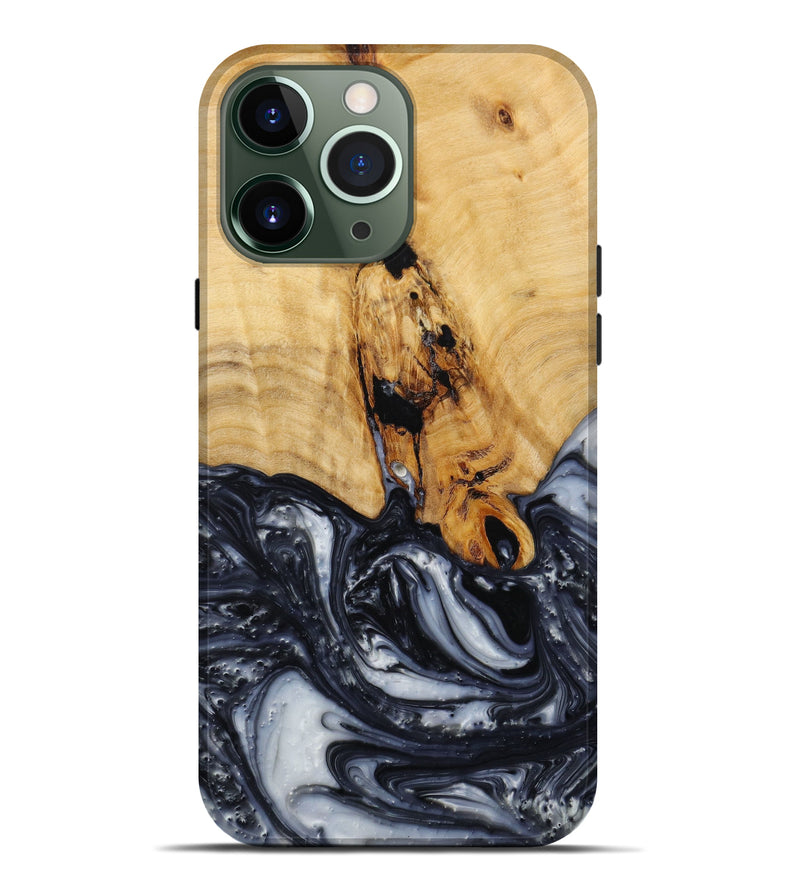 iPhone 13 Pro Max Wood+Resin Live Edge Phone Case - Jensen (Black & White, 646493)