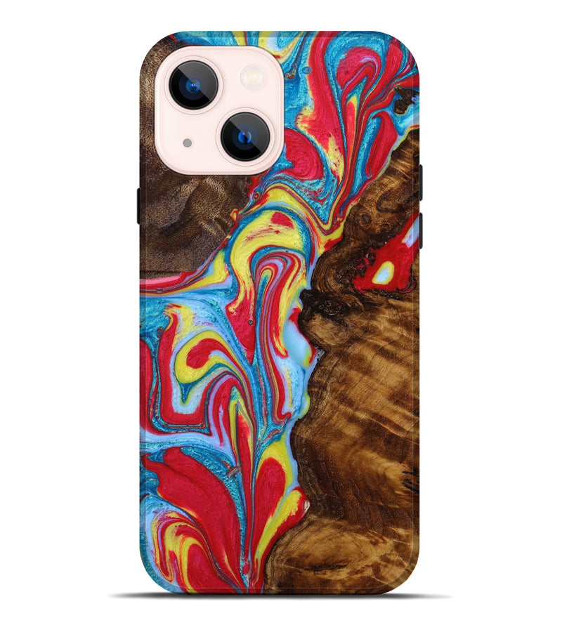 iPhone 14 Plus Wood+Resin Live Edge Phone Case - Orion (Red, 644810)