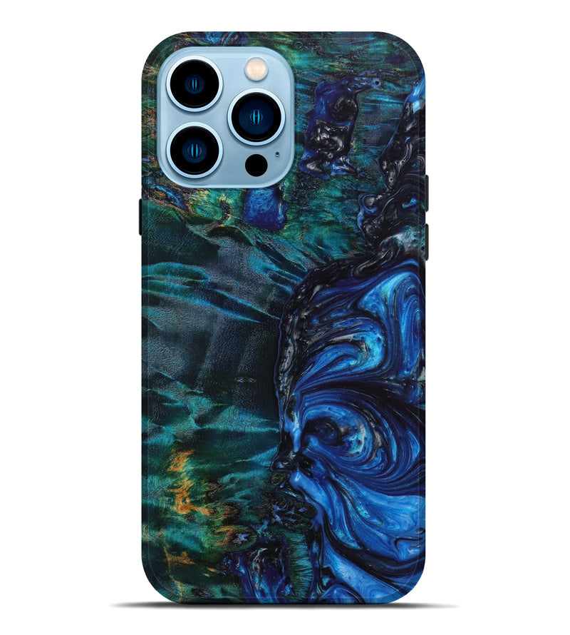 iPhone 14 Pro Max Wood+Resin Live Edge Phone Case - Roland (Blue, 645560)