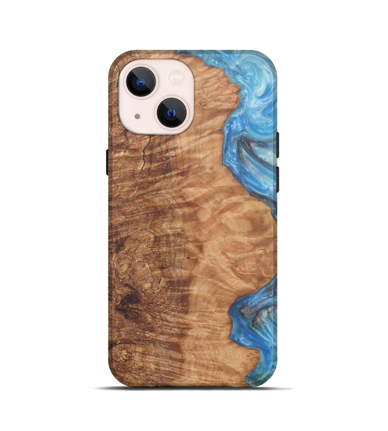 iPhone 13 mini Wood+Resin Live Edge Phone Case - Timi (Light Blue, 579128)