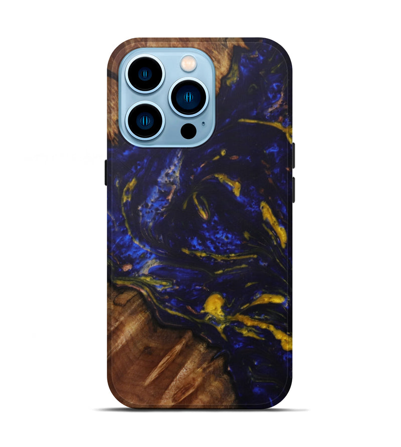 iPhone 14 Pro Wood+Resin Live Edge Phone Case - Freida (Dark Blue, 585587)