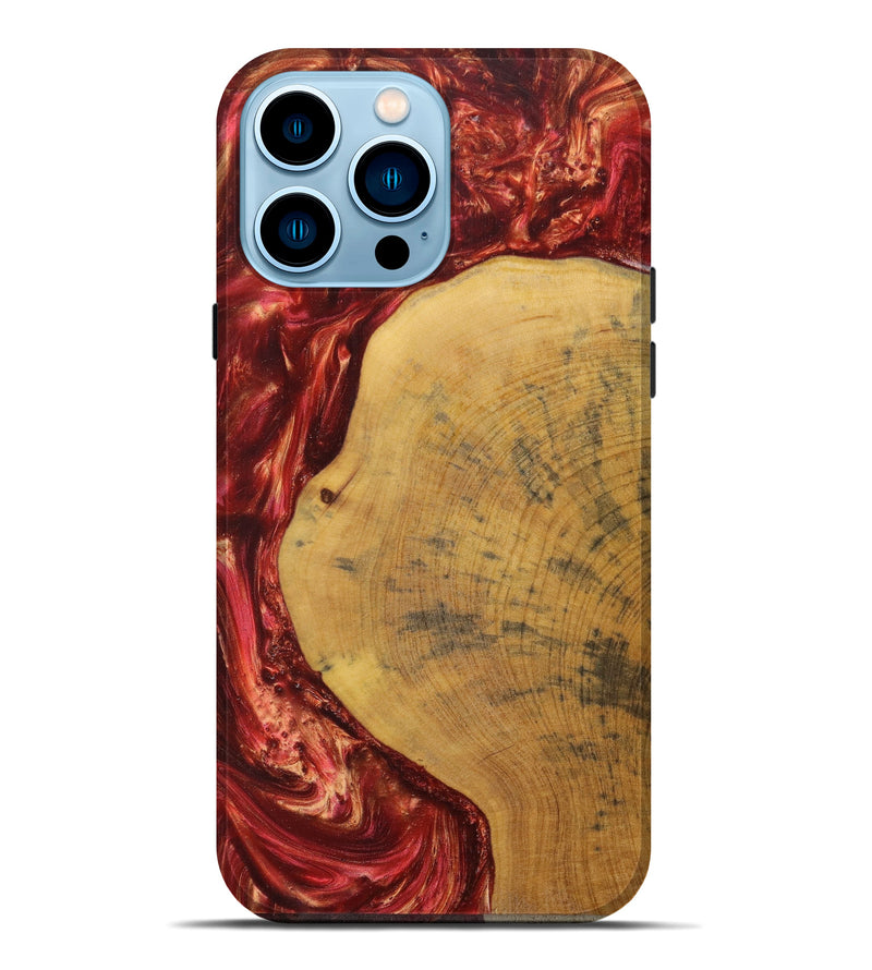 iPhone 14 Pro Max Wood+Resin Live Edge Phone Case - Sullivan (Red, 634882)