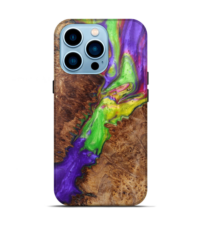 iPhone 14 Pro Wood+Resin Live Edge Phone Case - Bennesa (Purple, 597037)
