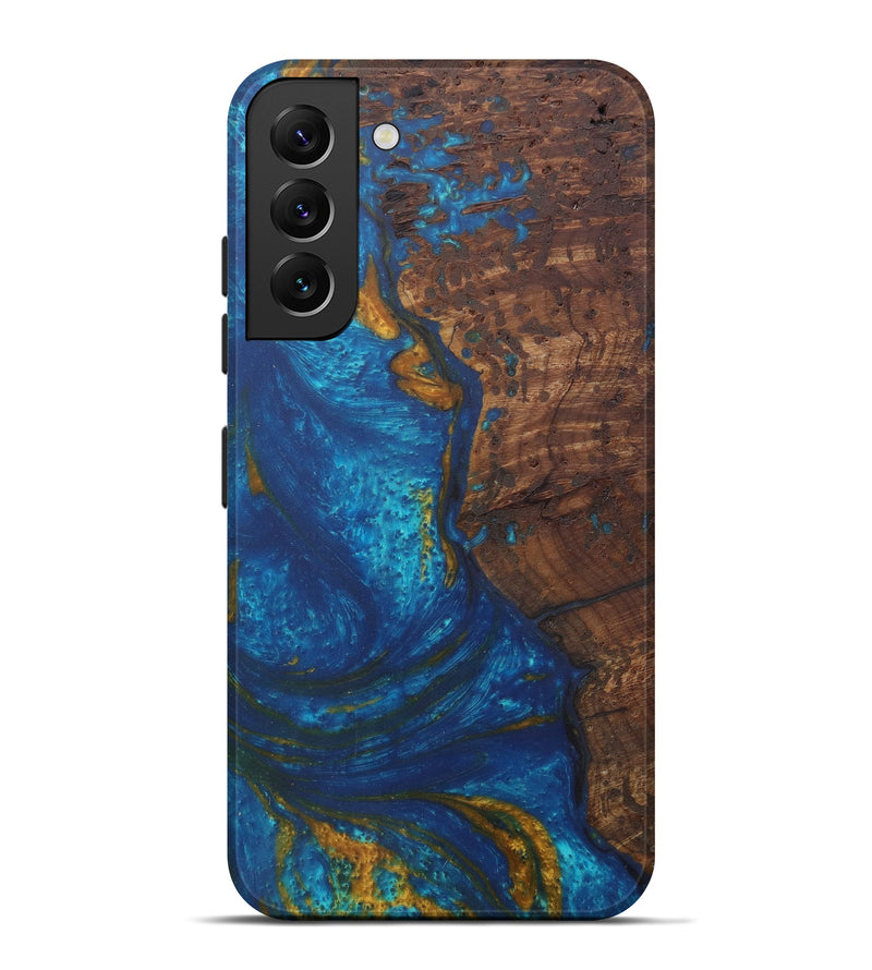 Galaxy S22 Plus Wood+Resin Live Edge Phone Case - HuuLiem (Teal & Gold, 592351)