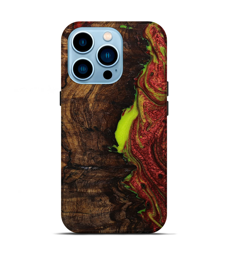 iPhone 14 Pro Wood+Resin Live Edge Phone Case - Imani (Red, 648589)