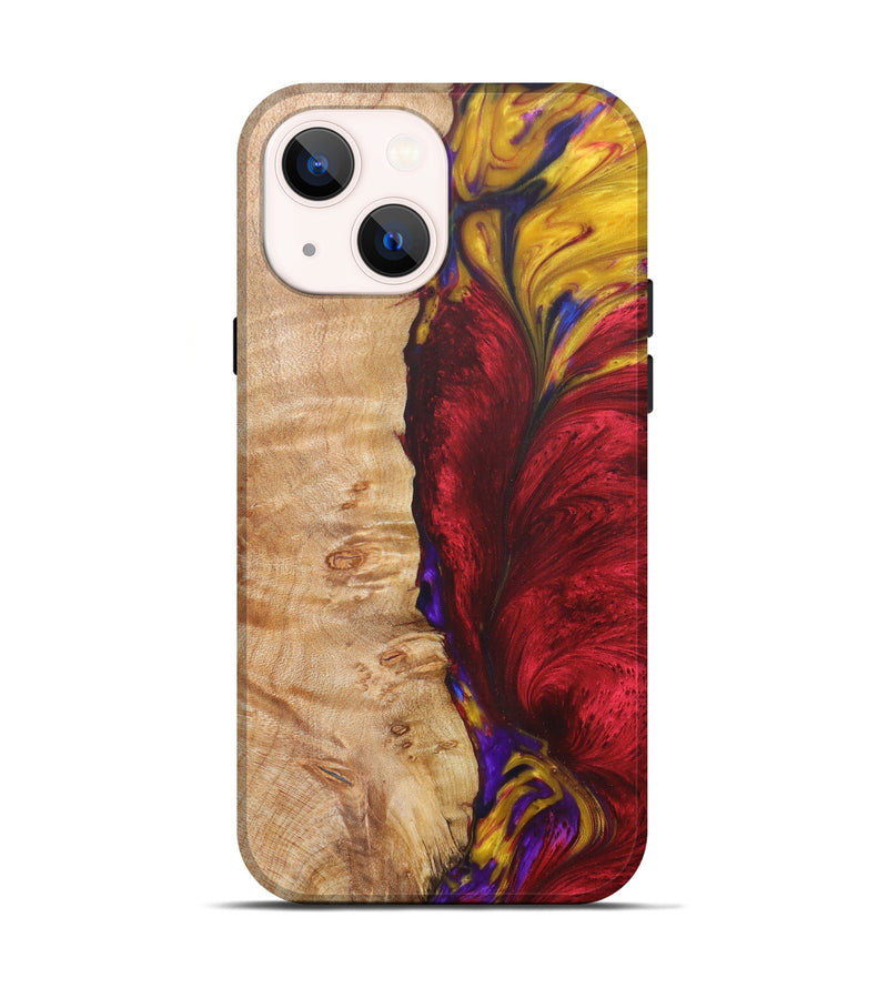 iPhone 13 Wood+Resin Live Edge Phone Case - Tamie (Dark Red, 616676)