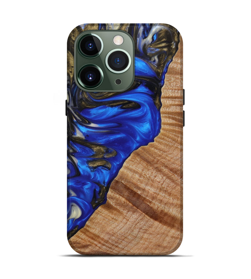 iPhone 13 Pro Wood+Resin Live Edge Phone Case - Lydia (Blue, 645396)