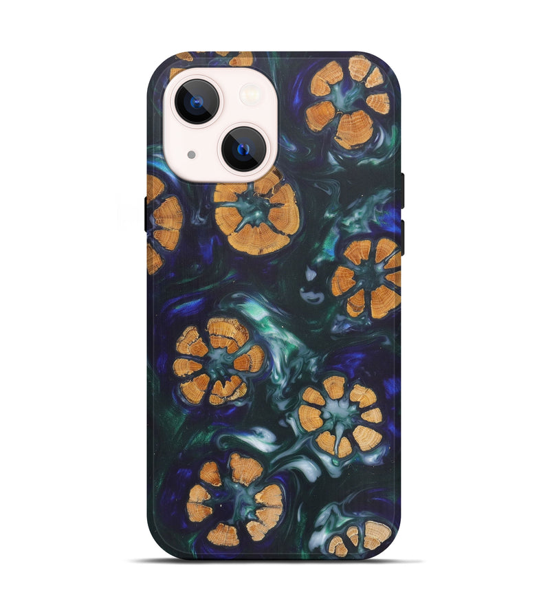 iPhone 13 Wood+Resin Live Edge Phone Case - Missy (Dark Green, 604248)
