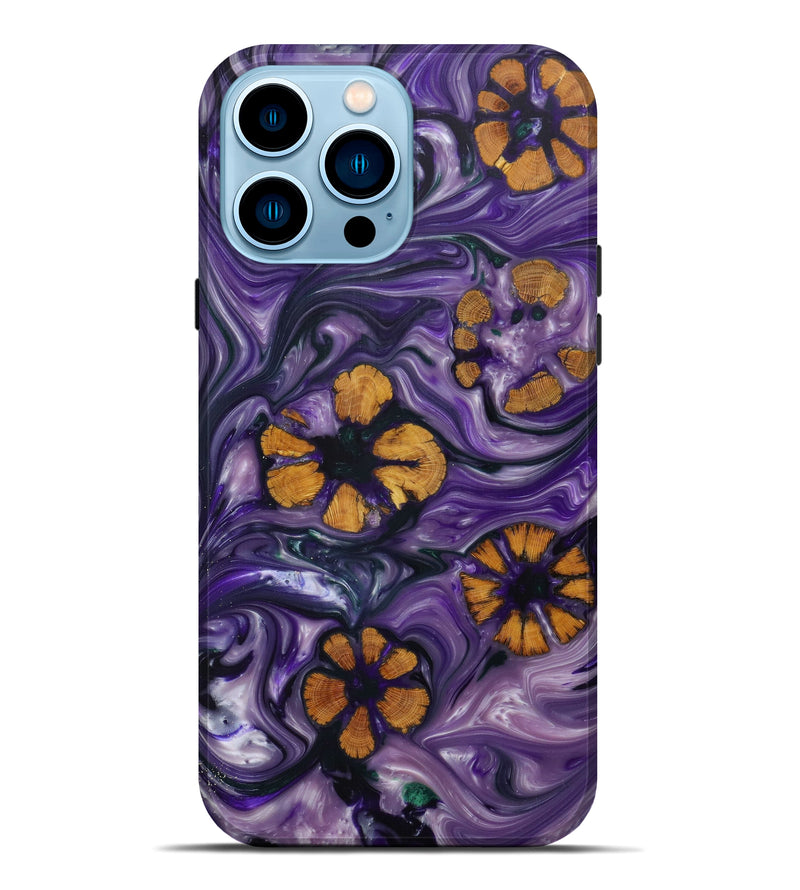 iPhone 14 Pro Max Wood+Resin Live Edge Phone Case - Ione (Purple, 610301)