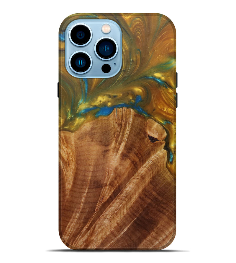 iPhone 14 Pro Max Wood+Resin Live Edge Phone Case - Ange (Metallic, 586075)