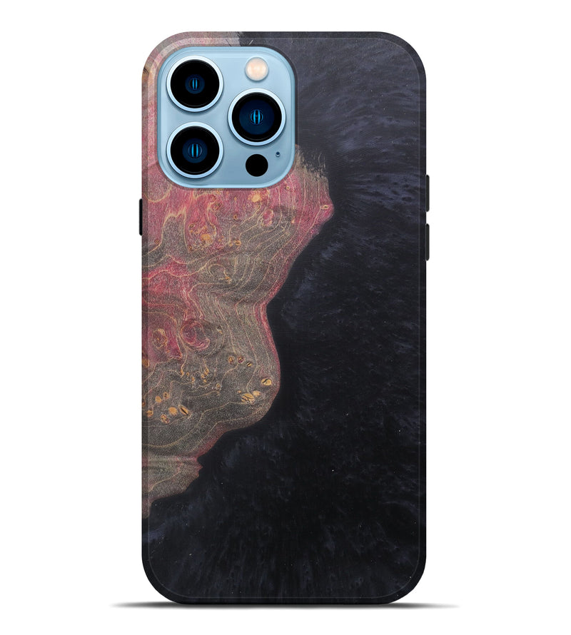 iPhone 14 Pro Max Wood+Resin Live Edge Phone Case - Coors (Pure Black, 590639)