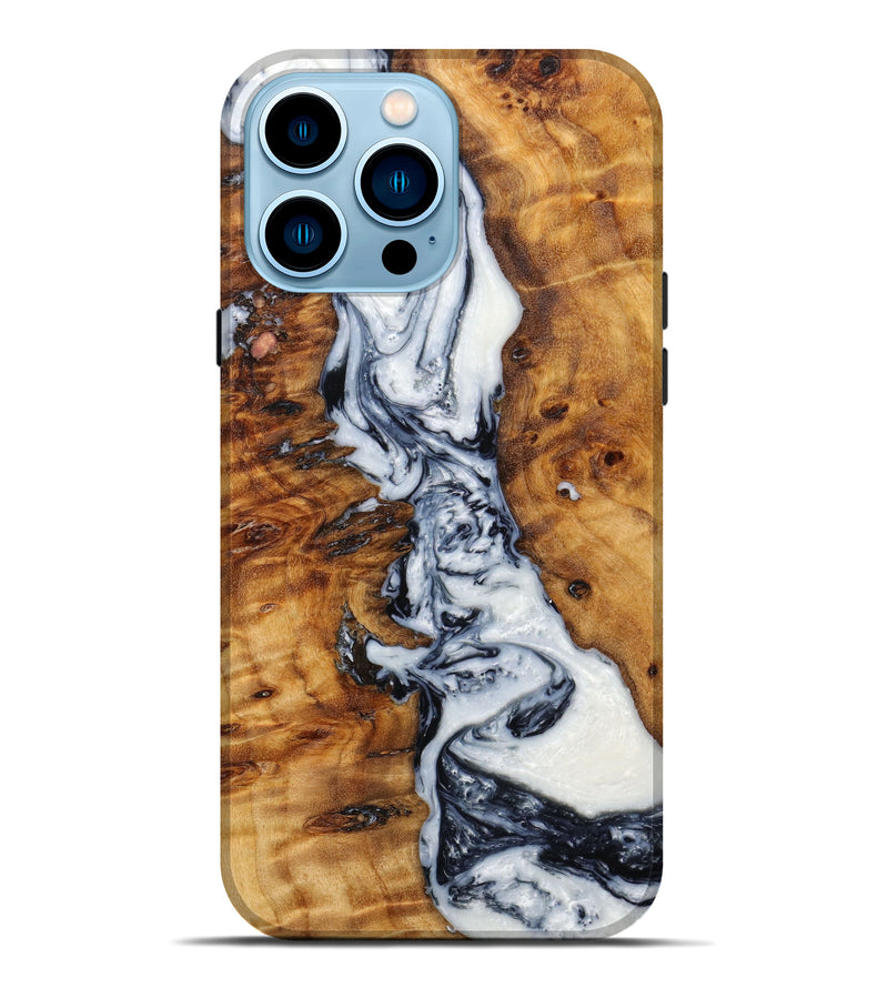 iPhone 14 Pro Max Wood+Resin Live Edge Phone Case - Darla (Black & White, 645069)