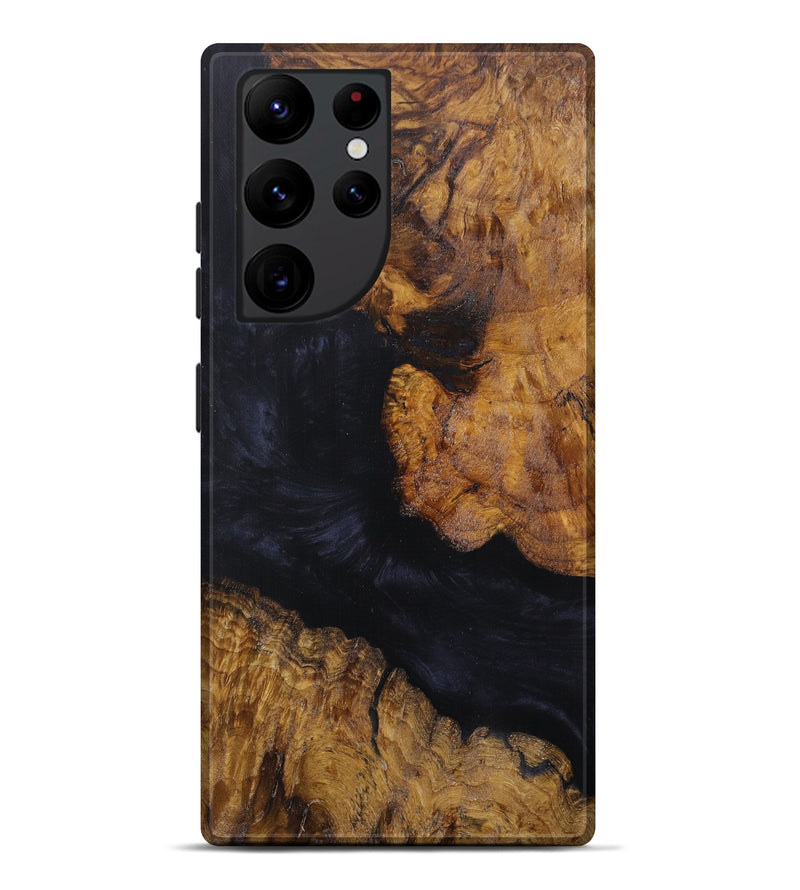 Galaxy S22 Ultra Wood+Resin Live Edge Phone Case - Danelle (Pure Black, 615867)