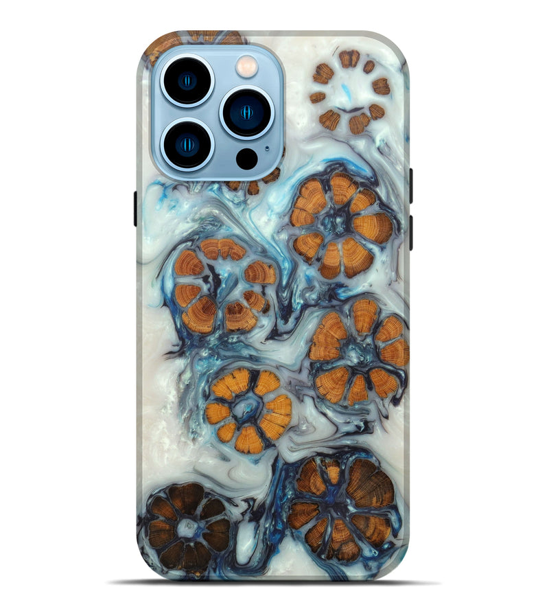 iPhone 14 Pro Max Wood+Resin Live Edge Phone Case - Shanie (Light Blue, 598629)