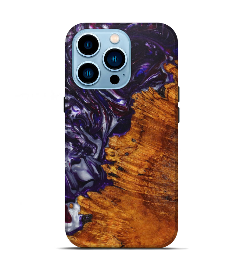 iPhone 14 Pro Wood+Resin Live Edge Phone Case - Eileen (Purple, 623693)