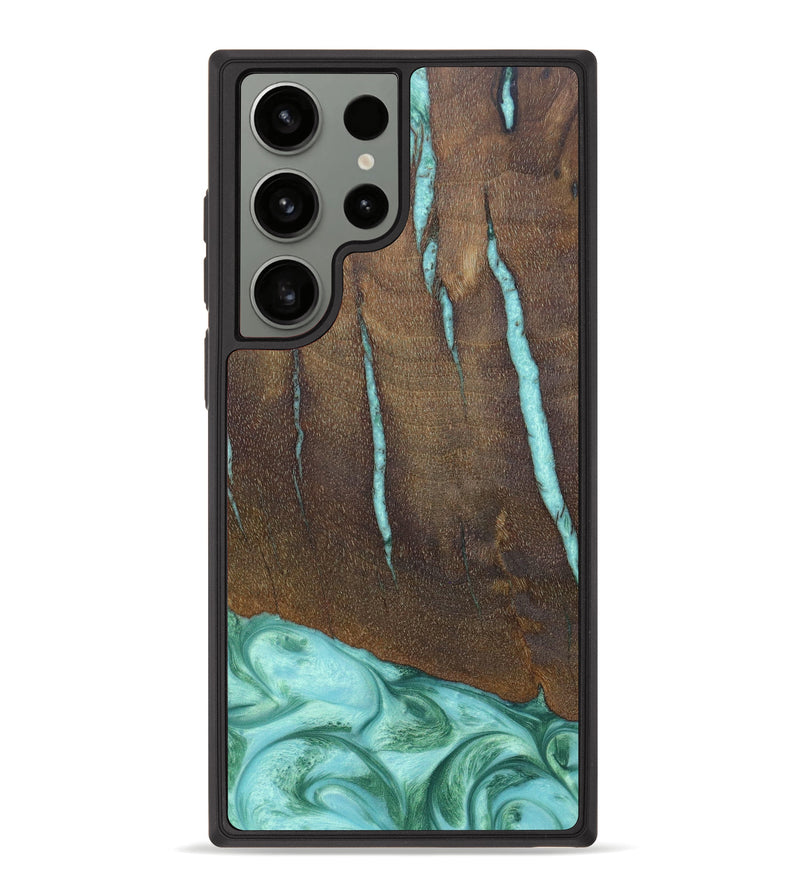 Galaxy S23 Ultra Wood+Resin Phone Case - Deneen (Green, 627272)