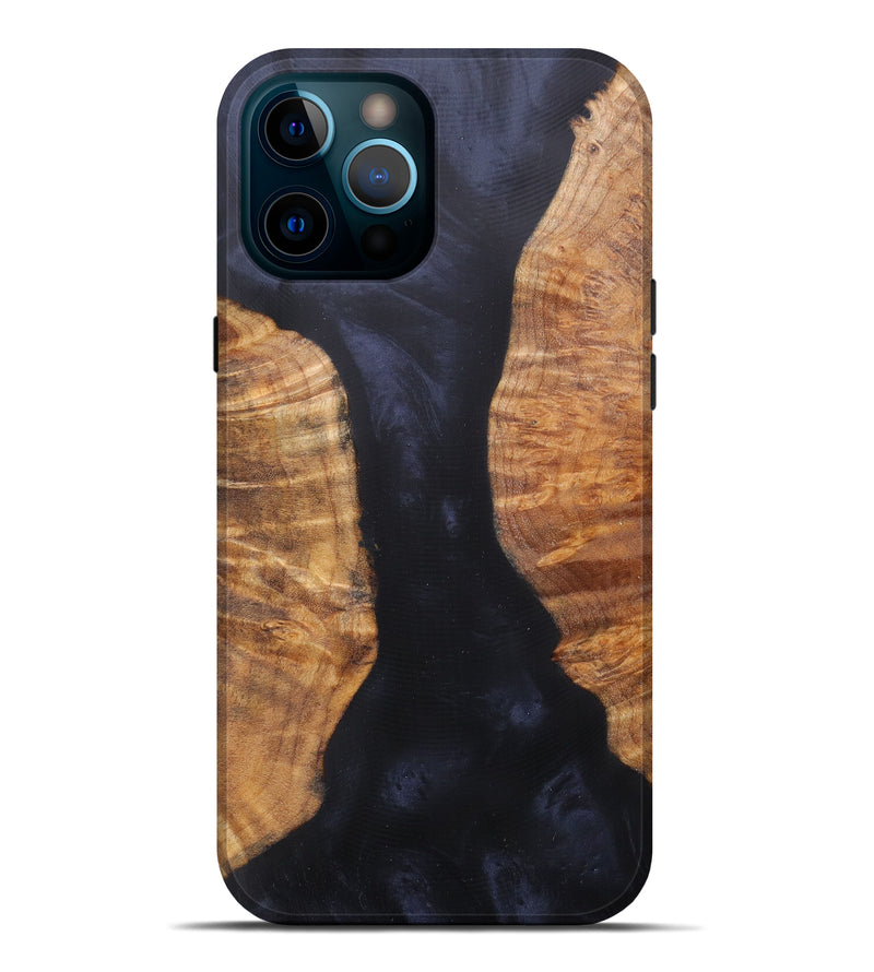 iPhone 12 Pro Max Wood+Resin Live Edge Phone Case - Nathalie (Pure Black, 616639)