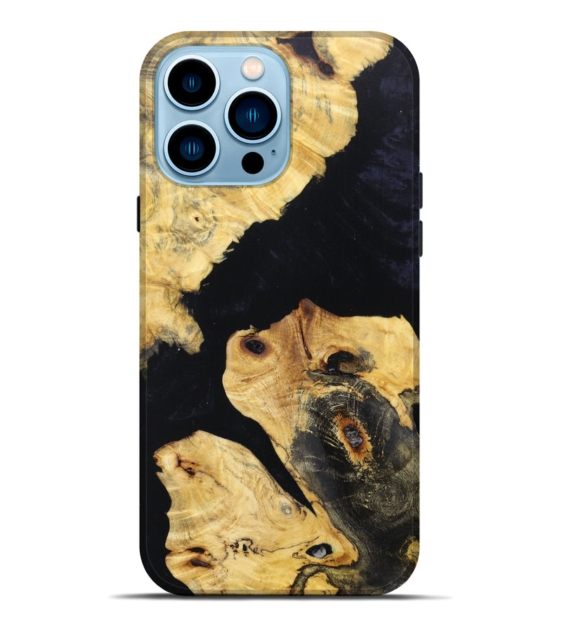 iPhone 14 Pro Max Wood+Resin Live Edge Phone Case - Zaid (Black & White, 627409)