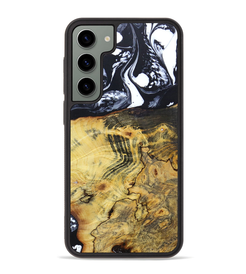 Galaxy S23 Plus Wood+Resin Phone Case - Elna (Black & White, 633414)