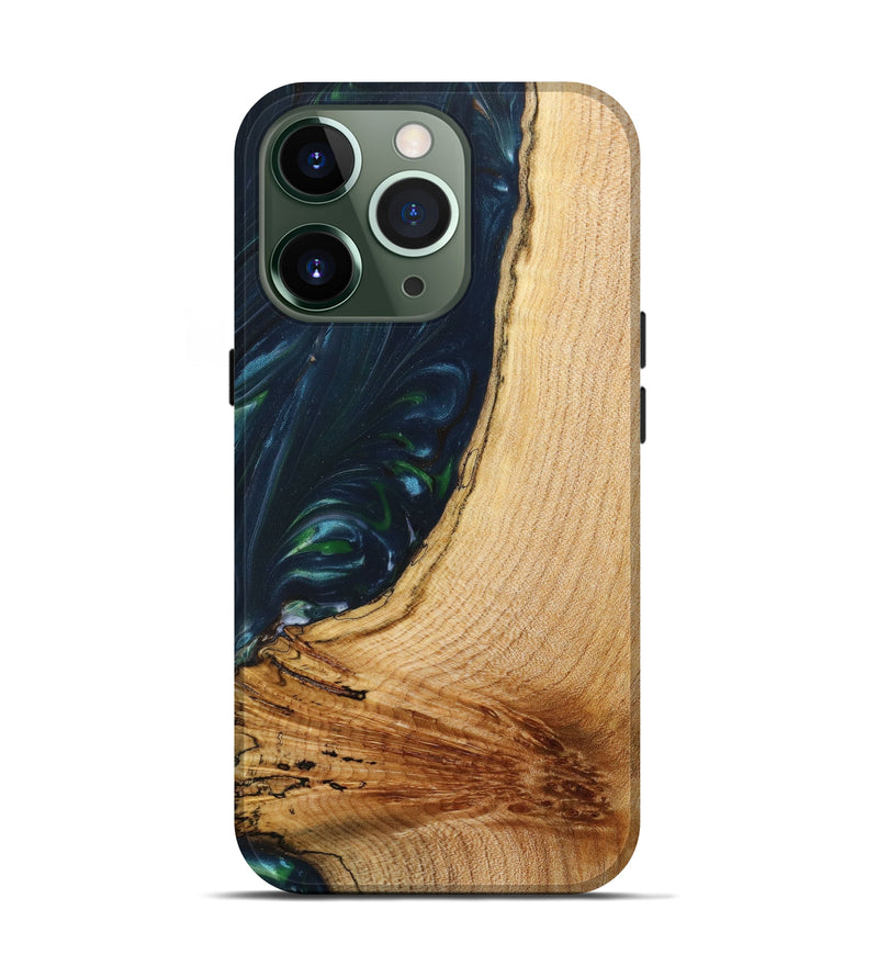 iPhone 13 Pro Wood+Resin Live Edge Phone Case - Kenzi (Green, 630105)