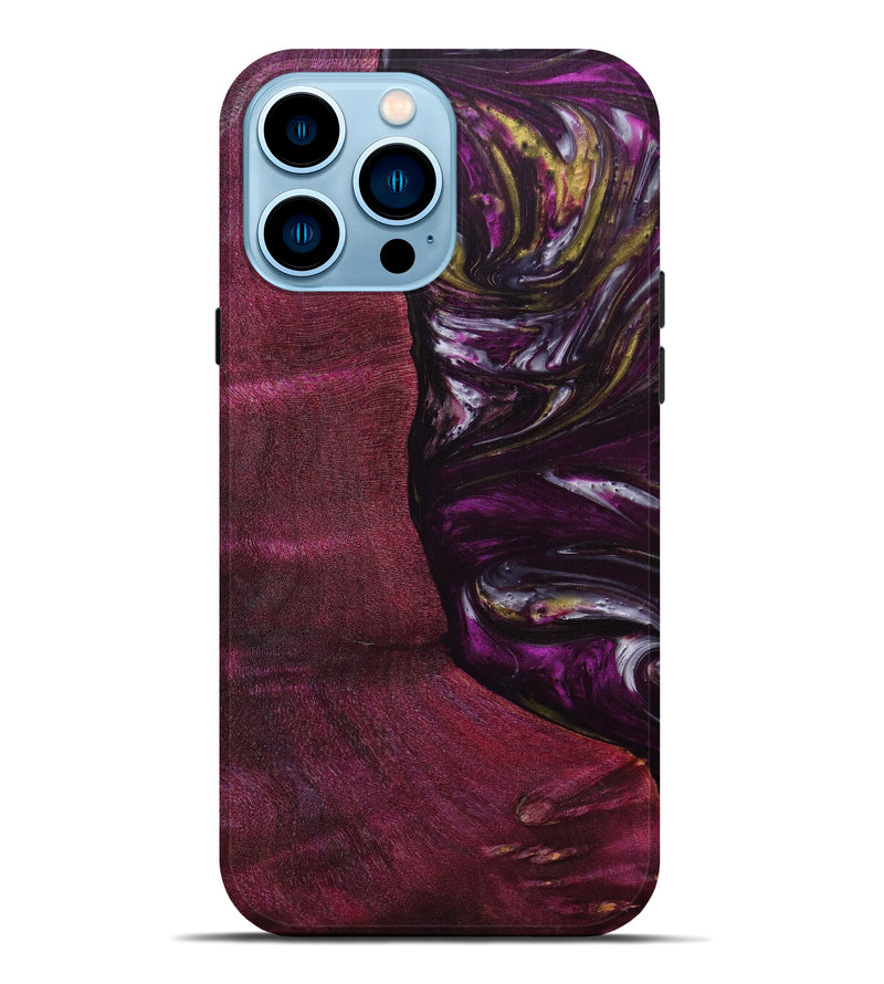 iPhone 14 Pro Max Wood+Resin Live Edge Phone Case - Wesley (Purple, 641030)