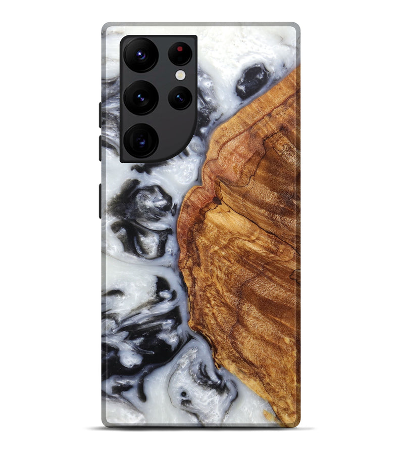 Galaxy S22 Ultra Wood+Resin Live Edge Phone Case - Kerri (Black & White, 596322)