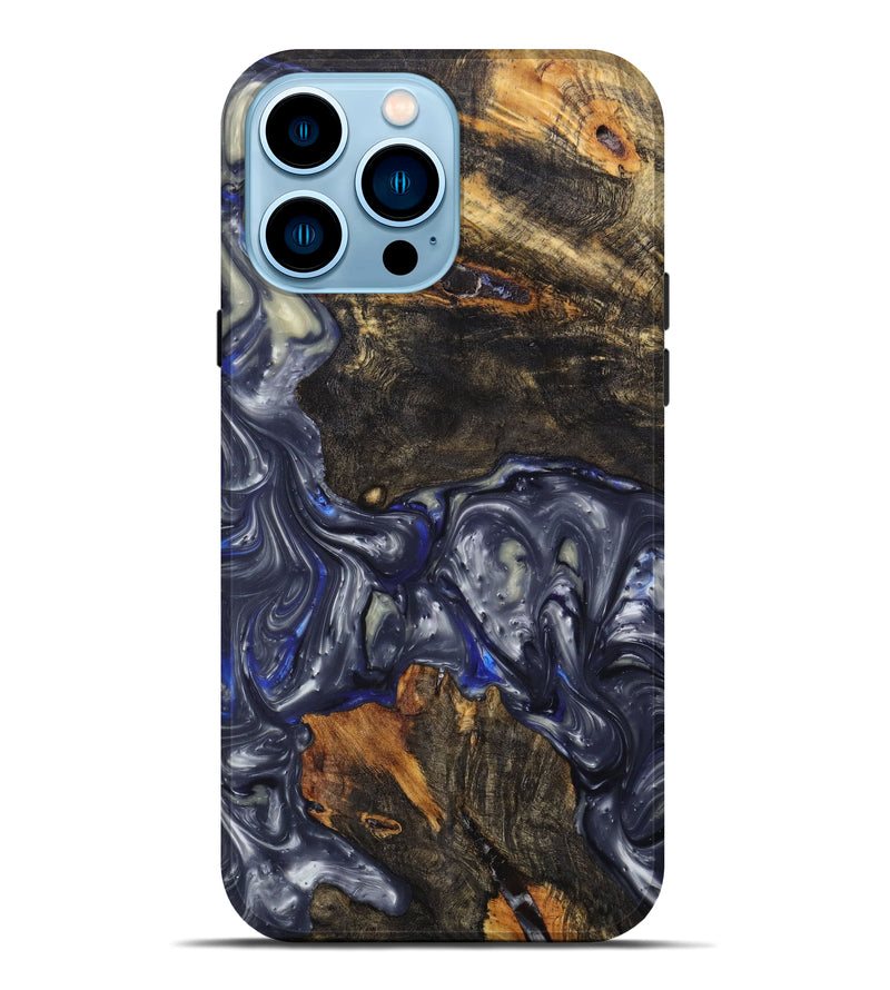iPhone 14 Pro Max Wood+Resin Live Edge Phone Case - Tyler (Blue, 628370)