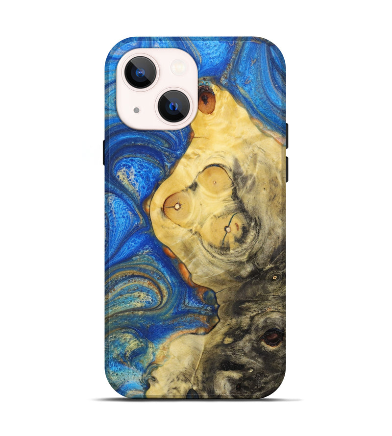 iPhone 13 Wood+Resin Live Edge Phone Case - Martin (Teal & Gold, 634886)