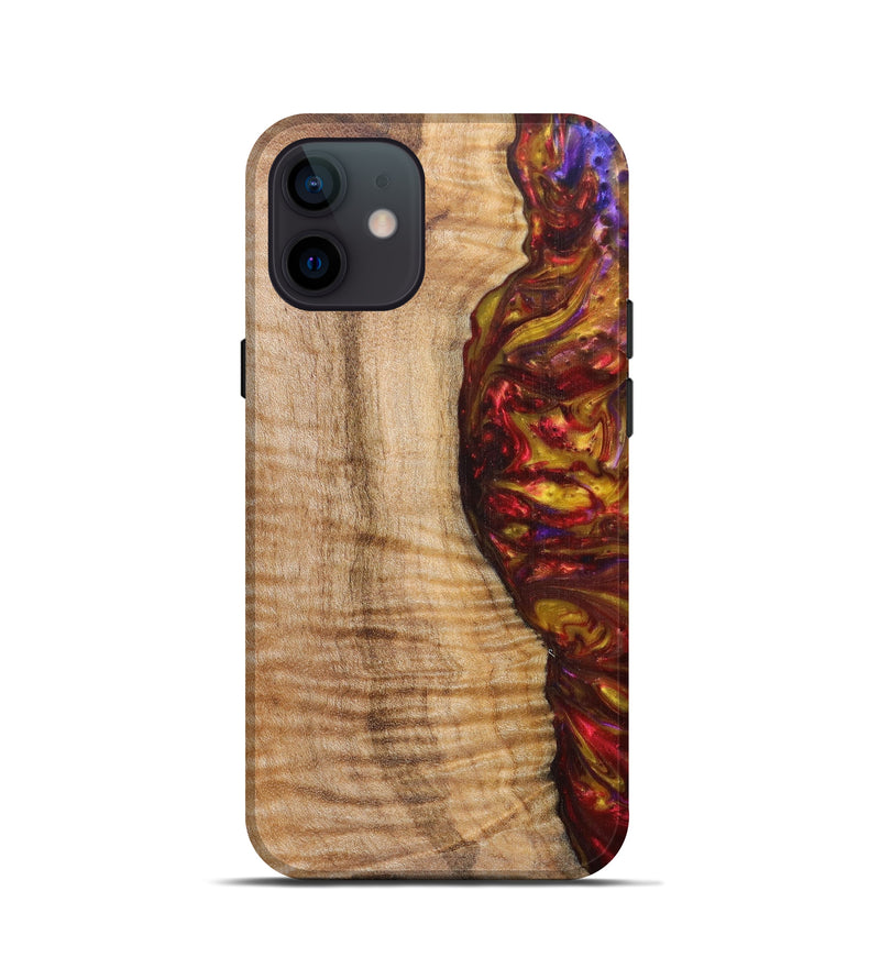iPhone 12 mini Wood+Resin Live Edge Phone Case - Tony (Dark Red, 614989)