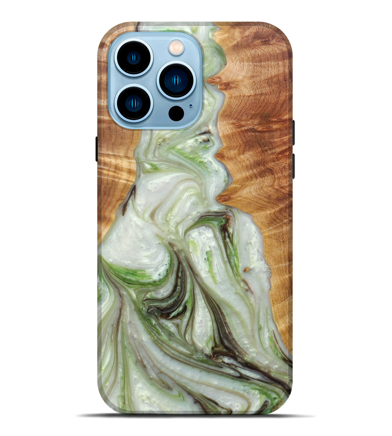 iPhone 14 Pro Max Wood+Resin Live Edge Phone Case - Kenneth (Dark Green, 597264)