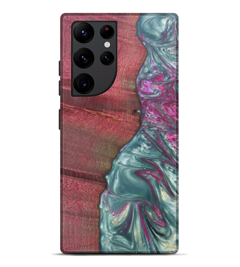 Galaxy S22 Ultra Wood+Resin Live Edge Phone Case - Ethelin (Dark Green, 606796)