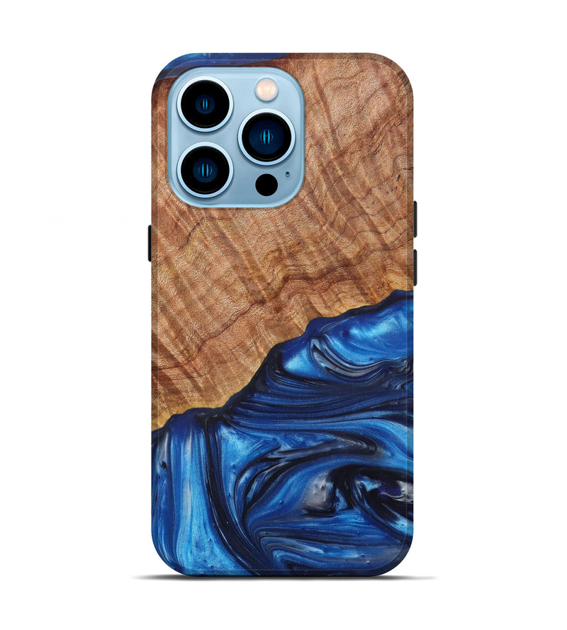 iPhone 14 Pro Wood+Resin Live Edge Phone Case - Ashton (Blue, 629551)