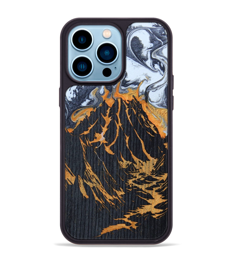 iPhone 14 Pro Max Wood+Resin Phone Case - Corinne (Lava, 627198)