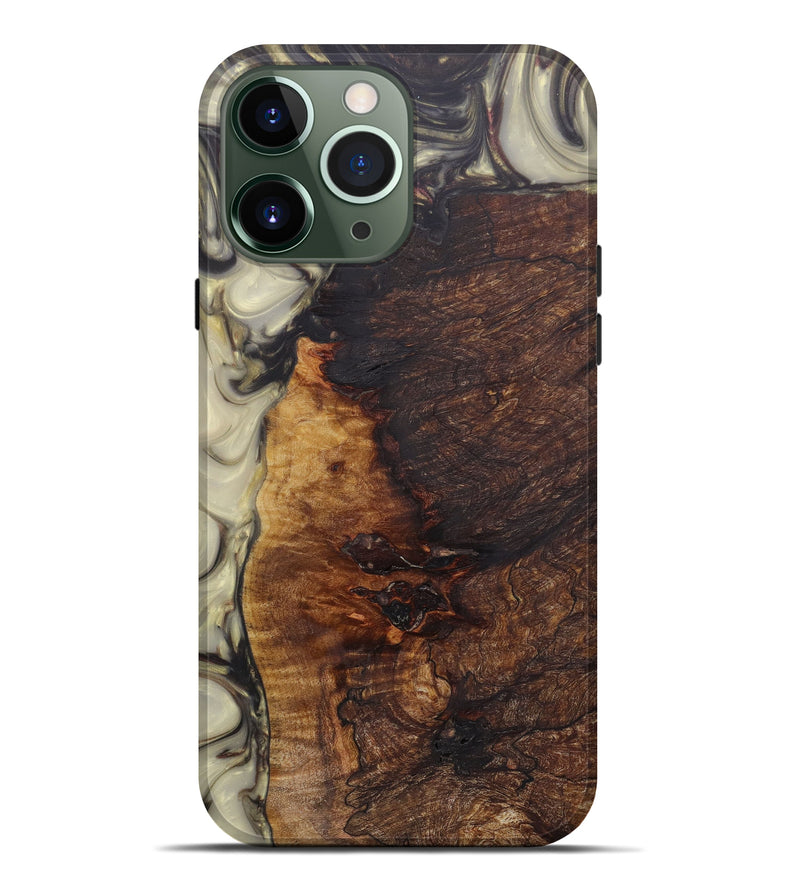 iPhone 13 Pro Max Wood+Resin Live Edge Phone Case - Naser (Black & White, 586748)