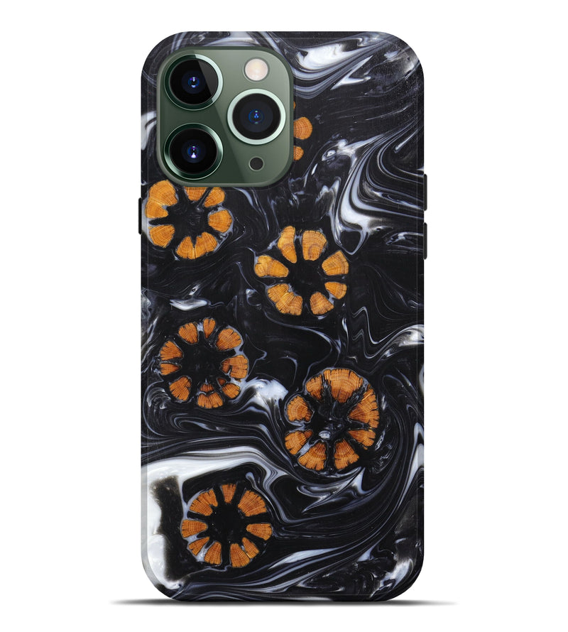 iPhone 13 Pro Max Wood+Resin Live Edge Phone Case - Afzal (Black & White, 605681)