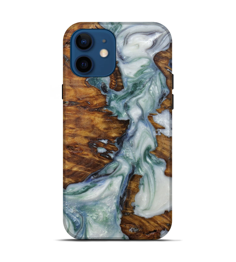 iPhone 12 Wood+Resin Live Edge Phone Case - Abbye (Light Blue, 593337)