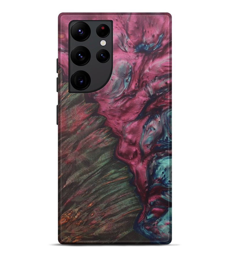 Galaxy S22 Ultra Wood+Resin Live Edge Phone Case - Leno (Dark Red, 577516)
