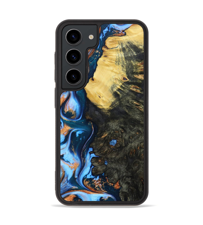 Galaxy S23 Wood+Resin Phone Case - Cacilie (Teal & Gold, 634268)