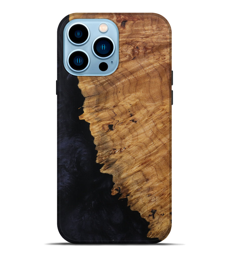 iPhone 14 Pro Max Wood+Resin Live Edge Phone Case - Tyanna (Pure Black, 614974)