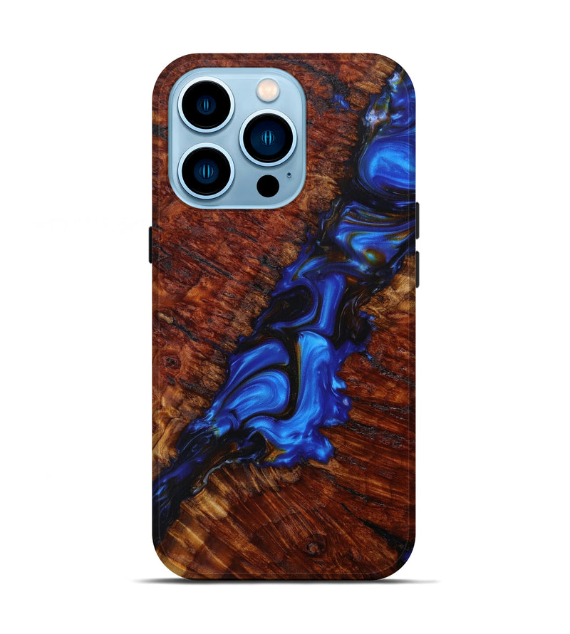 iPhone 14 Pro Wood+Resin Live Edge Phone Case - Lea (Dark Blue, 610607)