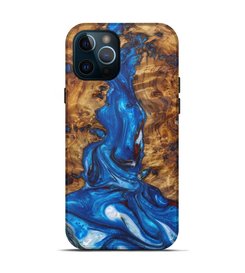 iPhone 12 Pro Wood+Resin Live Edge Phone Case - Lorie (Blue, 628967)