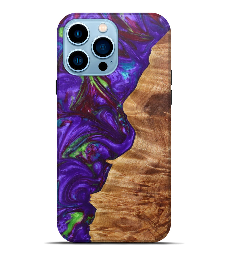 iPhone 14 Pro Max Wood+Resin Live Edge Phone Case - Lorianna (Purple, 597067)