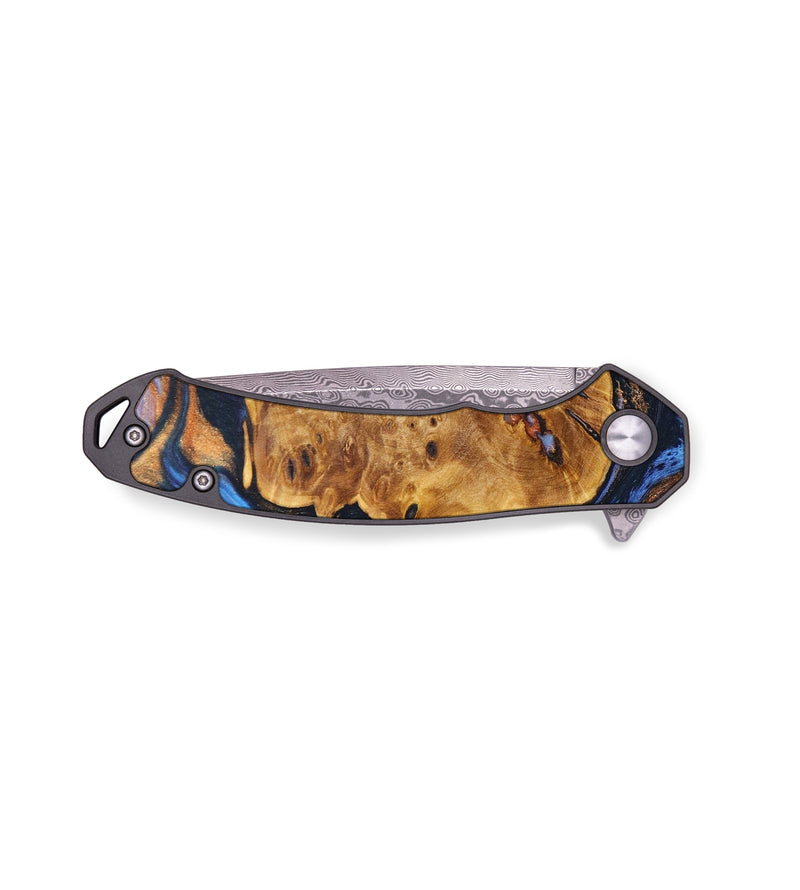 EDC Wood+Resin Pocket Knife - Quinn (Teal & Gold, 636350)