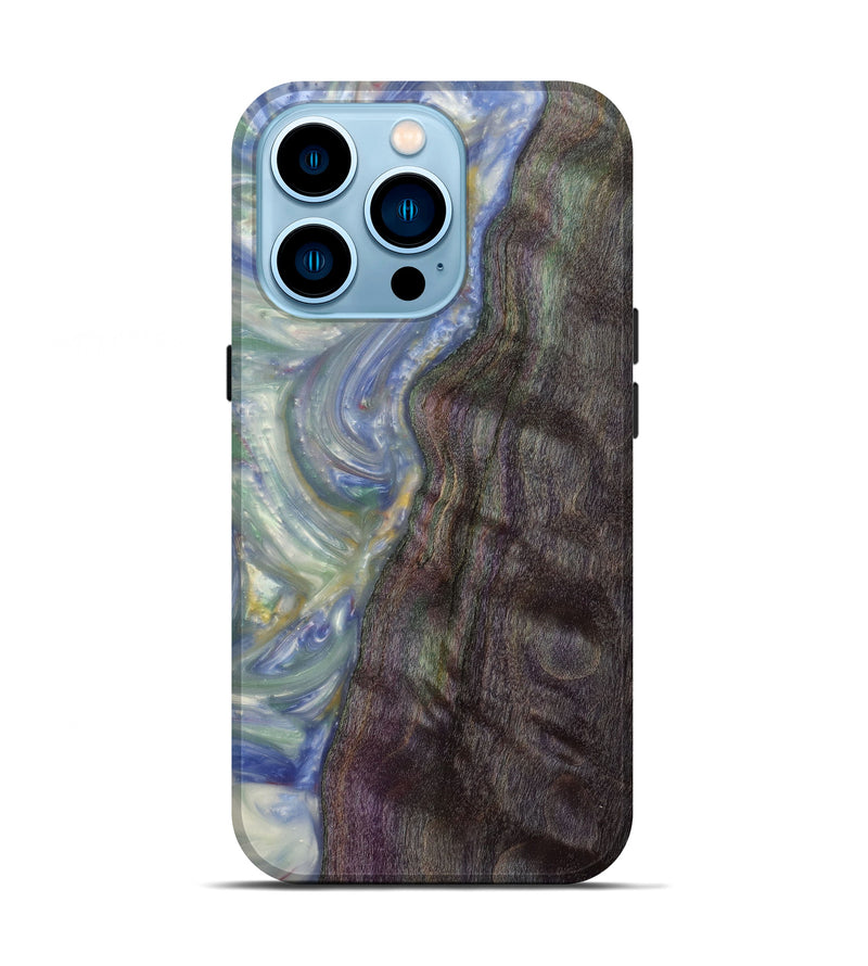 iPhone 14 Pro Wood+Resin Live Edge Phone Case - Ame (Light Blue, 596653)
