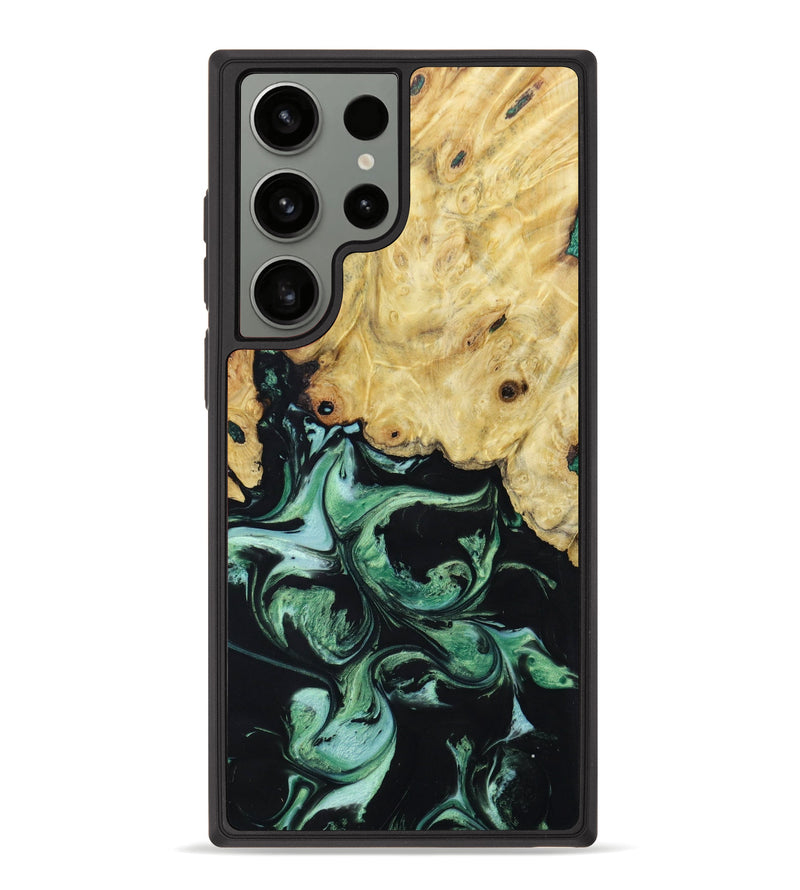 Galaxy S23 Ultra Wood+Resin Phone Case - Helen (Green, 620856)