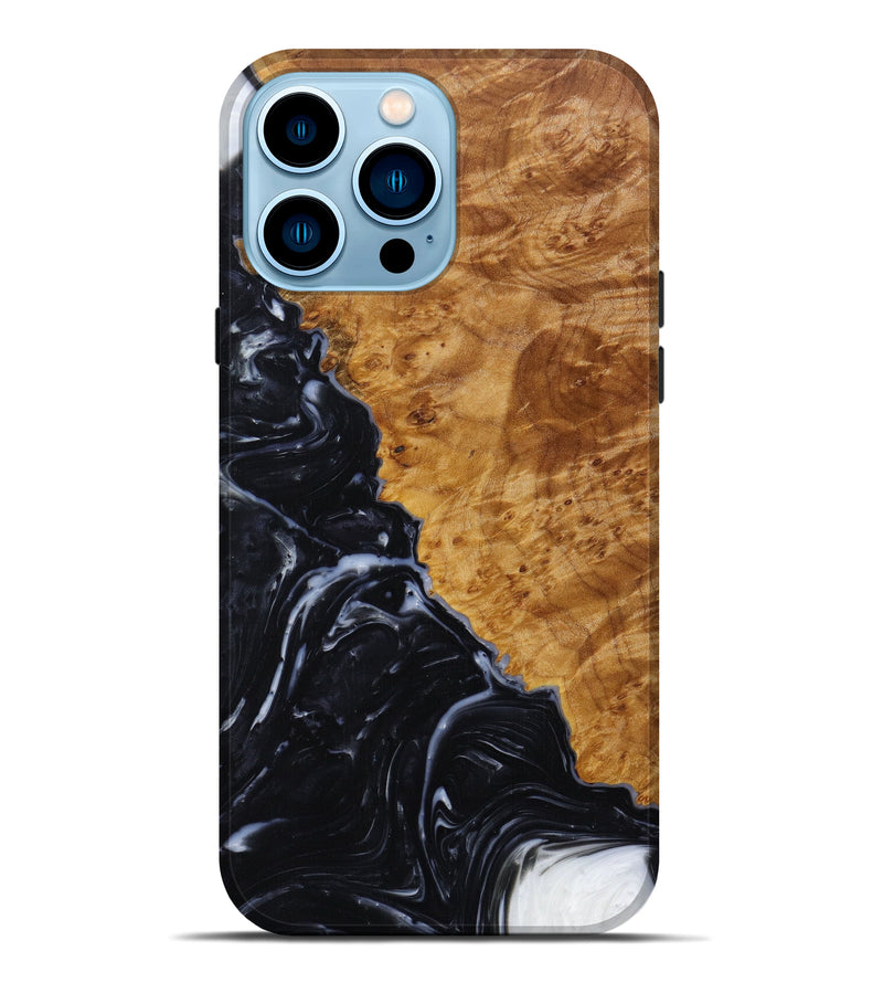 iPhone 14 Pro Max Wood+Resin Live Edge Phone Case - Symone (Black & White, 614957)