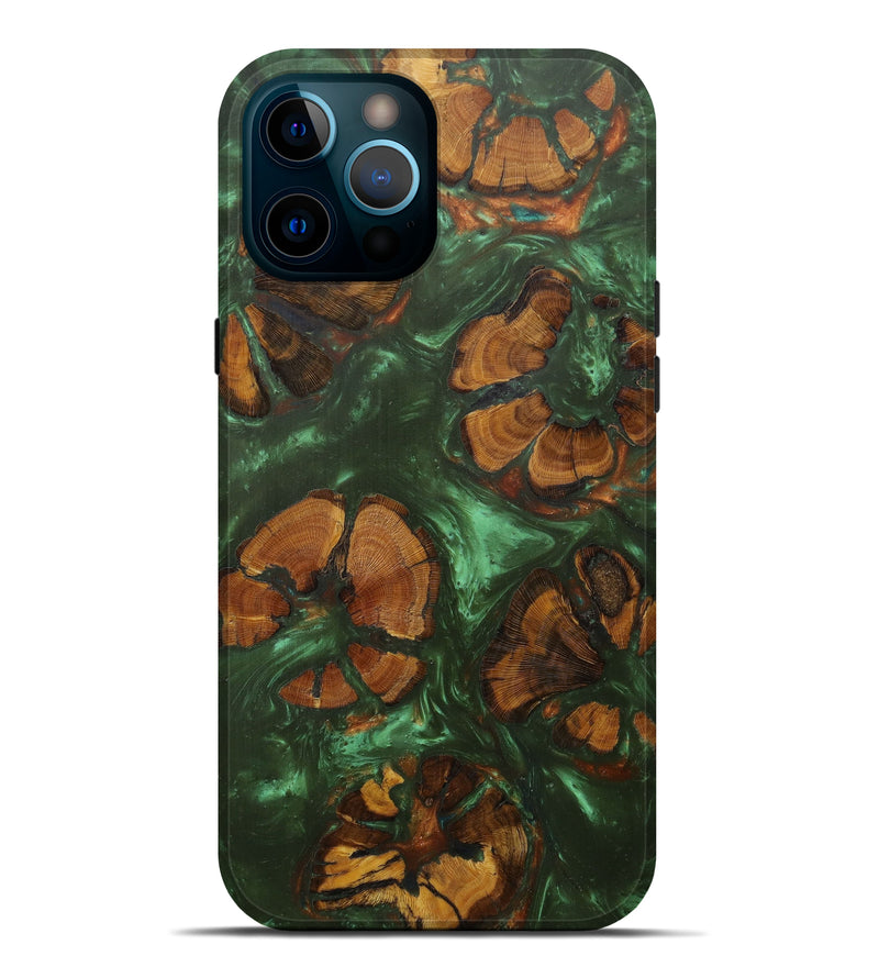 iPhone 12 Pro Max Wood+Resin Live Edge Phone Case - Stephen (Dark Green, 594175)