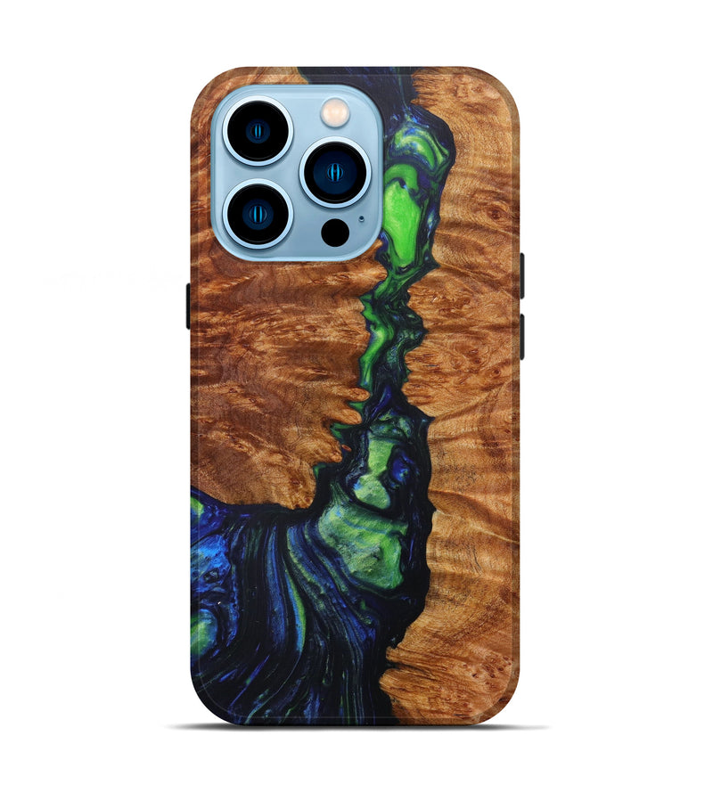 iPhone 14 Pro Wood+Resin Live Edge Phone Case - Koren (Dark Blue, 597301)